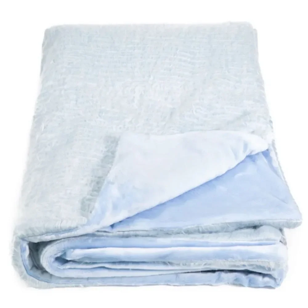 AVIVA STANOFF Wavy Mong Dusty Blue Faux Fur Throw 50X70”